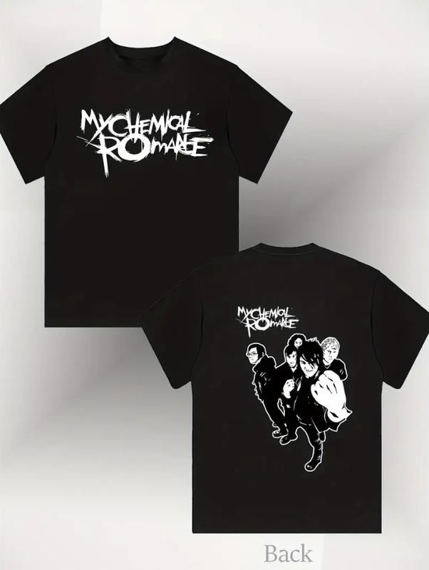 My Chemical Romance Men's Cotton T-Shirt, Double-Sided Graphic Print, Crew Neck Short Sleeve, Crew Neck T-Shirt , Gift...