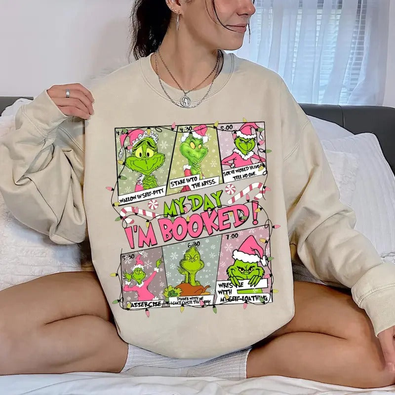 My Day I'm Booked Sweatshirt, Christmas Schedule Tee Shirt, In My Christmas Era T-Shirt, Xmas Schedule Sweater, Pink...