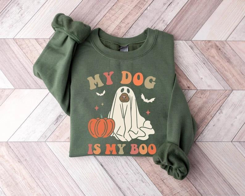 My Dog Is My Boo Sweatshirt,Dog Mom Shirt,Dog Lover Shirt,Halloween Dog Shirt,Halloween,Animal lover shirt,Momster,Funny...