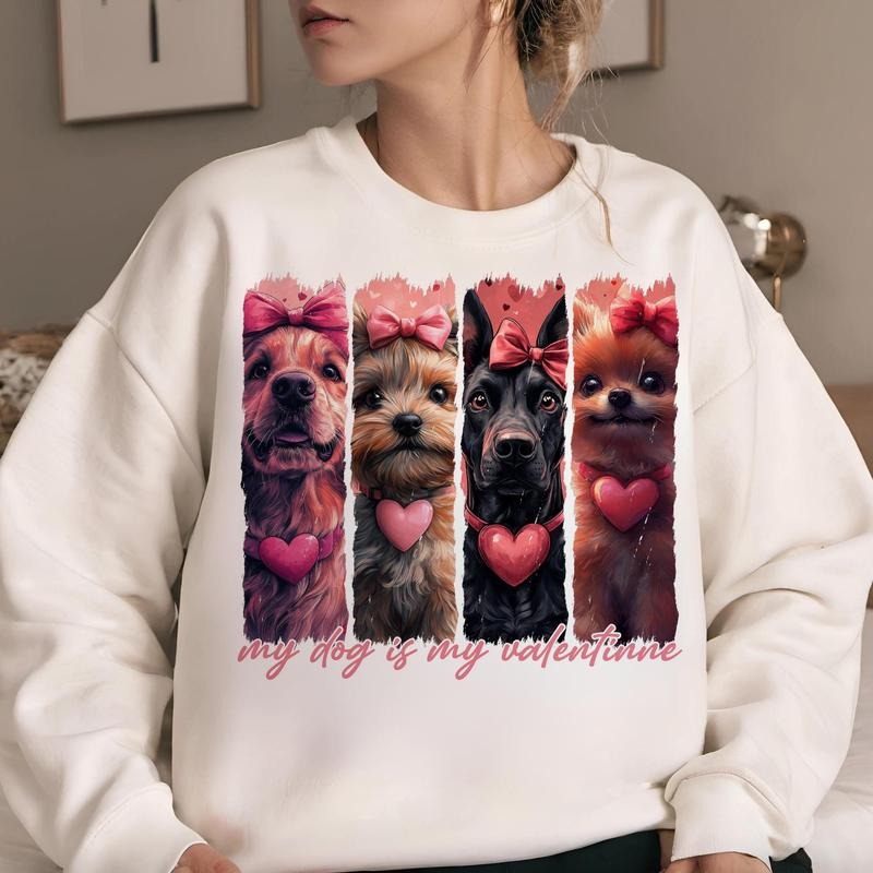 My Dog is my valentine Sweatshirt, Valentines Day Dogs Sweatshirt, Cute Valentines Day Sweatshirt, Dog Mama Sweatshirt,...