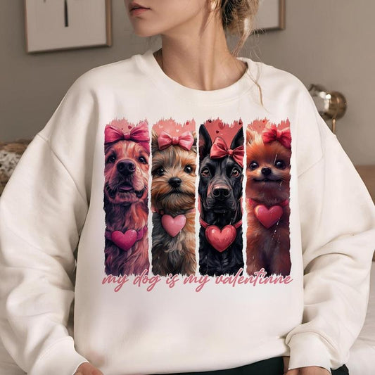 My Dog is my valentine Sweatshirt, Valentines Day Dogs Sweatshirt, Cute Valentines Day Sweatshirt, Dog Mama Sweatshirt,...