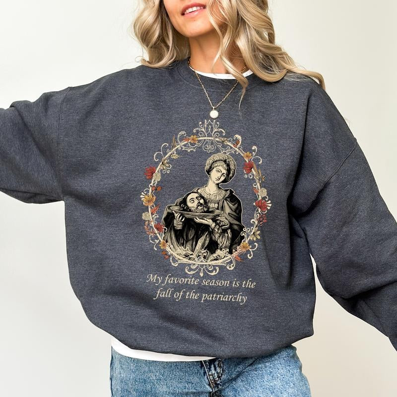 My Favorite Season is the Fall of the Patriarchy Sweatshirt, Botanical Floral and Moth Crewneck, Feminist Sweater, Girl's...