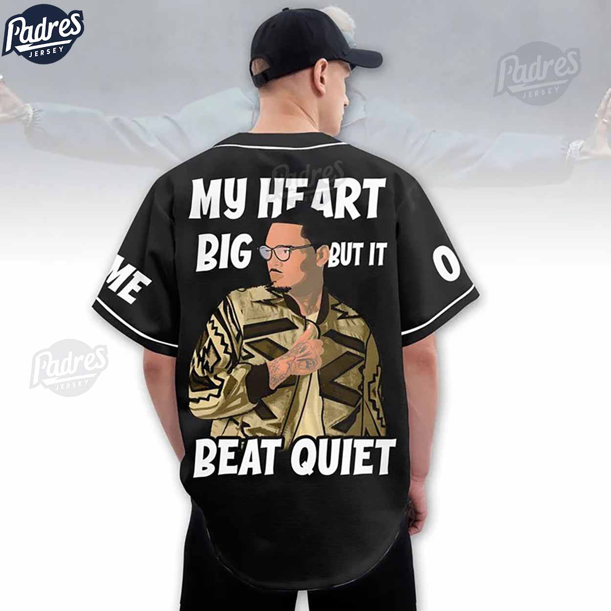 My Heart Big But It Beat Quiet Chris Brown Custom Baseball Jersey - Padres Jersey Oasis: Elevate Your Baseball... (Image 3)