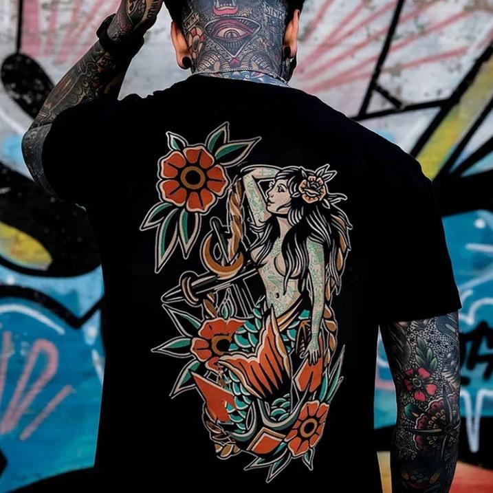 Mythology Goddess with Flowers Graphic Casual Black Print T-shirt Hoodie, Sweatshirt | WearSparks.com