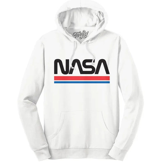NASA Worm Logo Hooded Sweatshirt - White T-Shirts, Hoodie | WearSparks.com