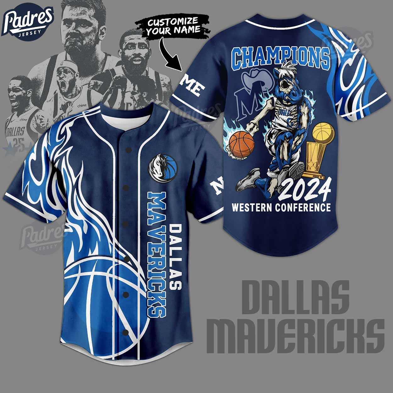 NBA Dallas Mavericks Skull Horse Custom Baseball Jersey Style - Padres Jersey Oasis: Elevate Your Baseball... (Image 1)