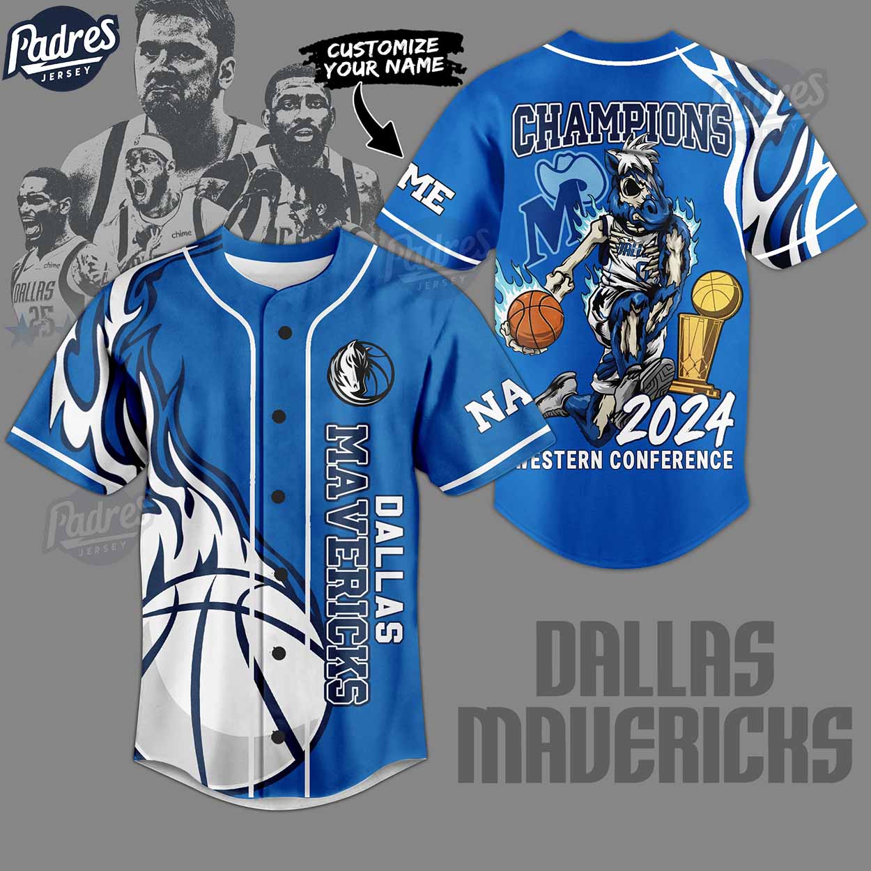 NBA Dallas Mavericks Skull Horse Custom Blue Baseball Jersey Style - Padres Jersey Oasis: Elevate Your Baseball Style...