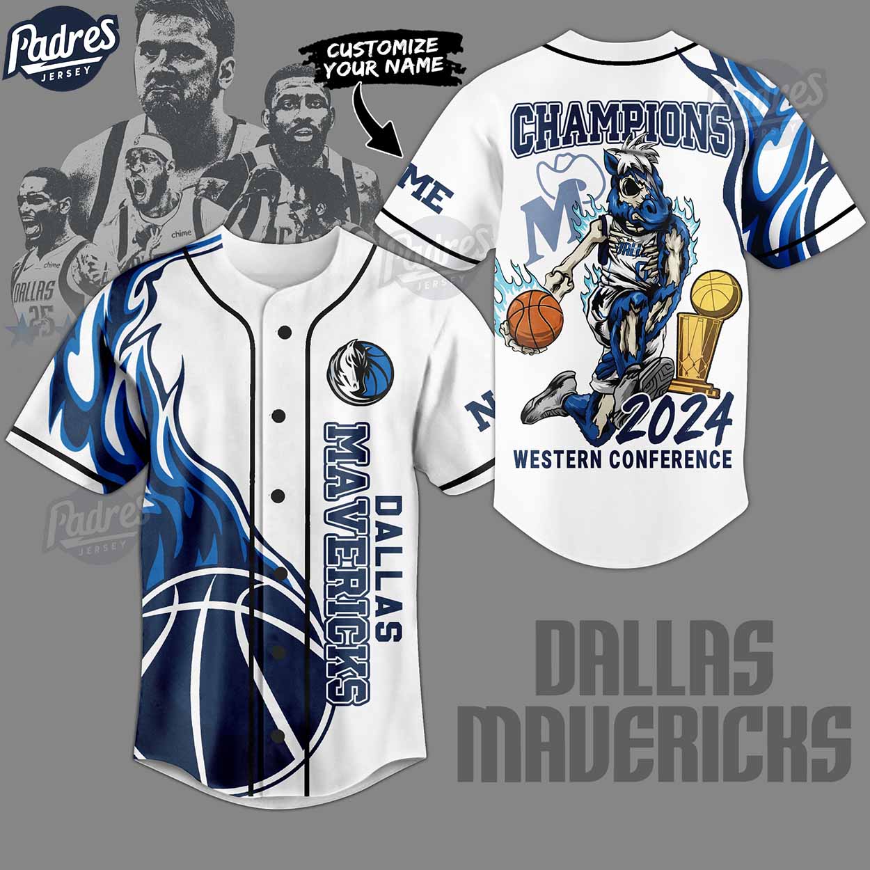 NBA Dallas Mavericks Skull Horse Custom White Baseball Jersey Shirt