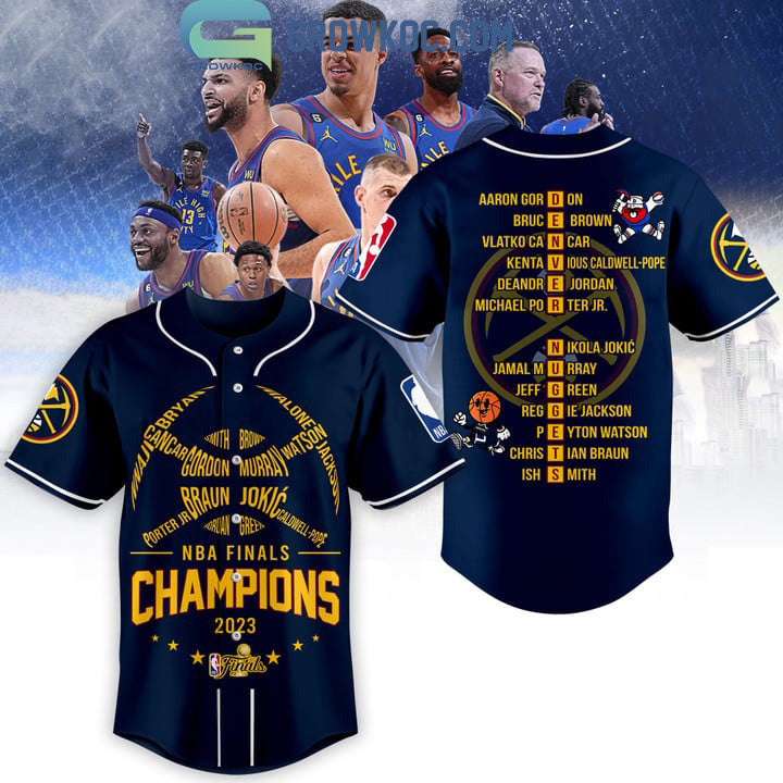NBA Finals Champions Denver Nuggets Murray Jokic Porter Jr Midnight Blue Design Baseball Jersey