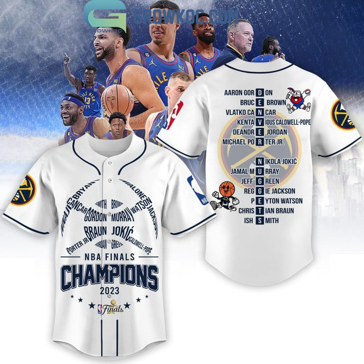 NBA Finals Champions Denver Nuggets Murray Jokic Porter Jr White Design Baseball Jersey