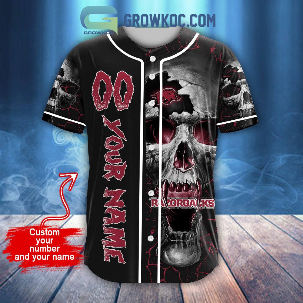 NCAA Arkansas Razorbacks Personalized Skull Design Baseball Jersey