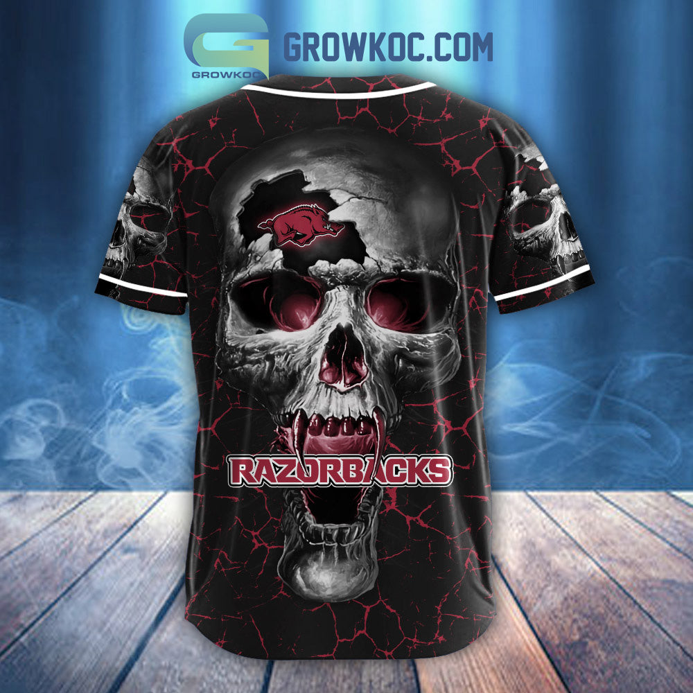 NCAA Arkansas Razorbacks Personalized Skull Design Baseball Jersey