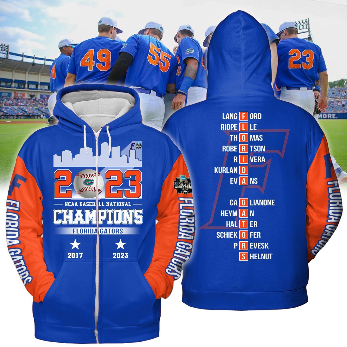NCAA Baseball National Champions Florida Gators 2023 Baseball Jersey