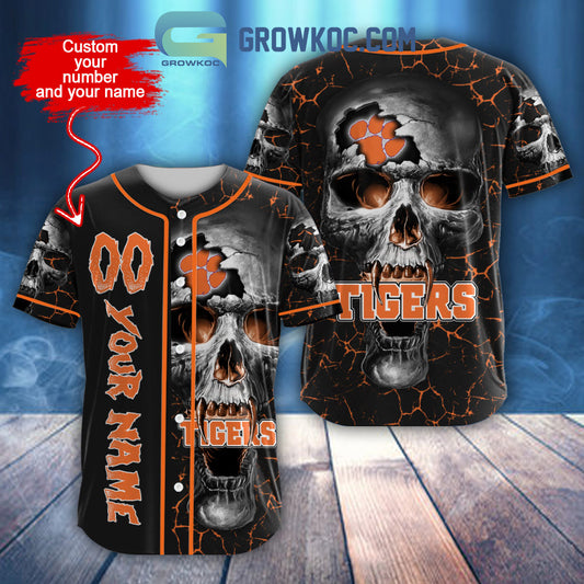 NCAA Clemson Tigers Personalized Skull Design Baseball Jersey