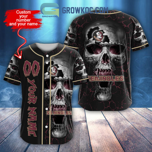 NCAA Florida State Seminoles Personalized Skull Design Baseball Jersey