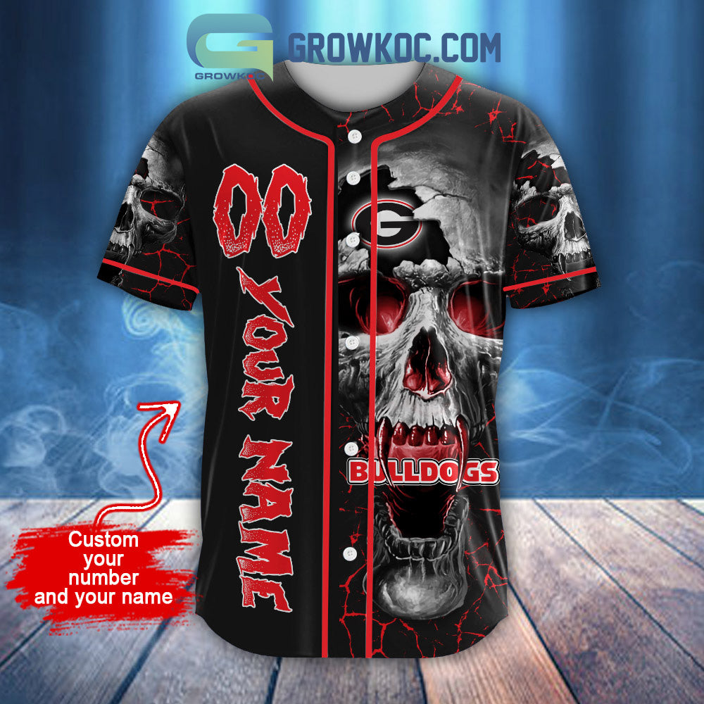 NCAA Georgia Bulldogs Personalized Skull Design Baseball Jersey