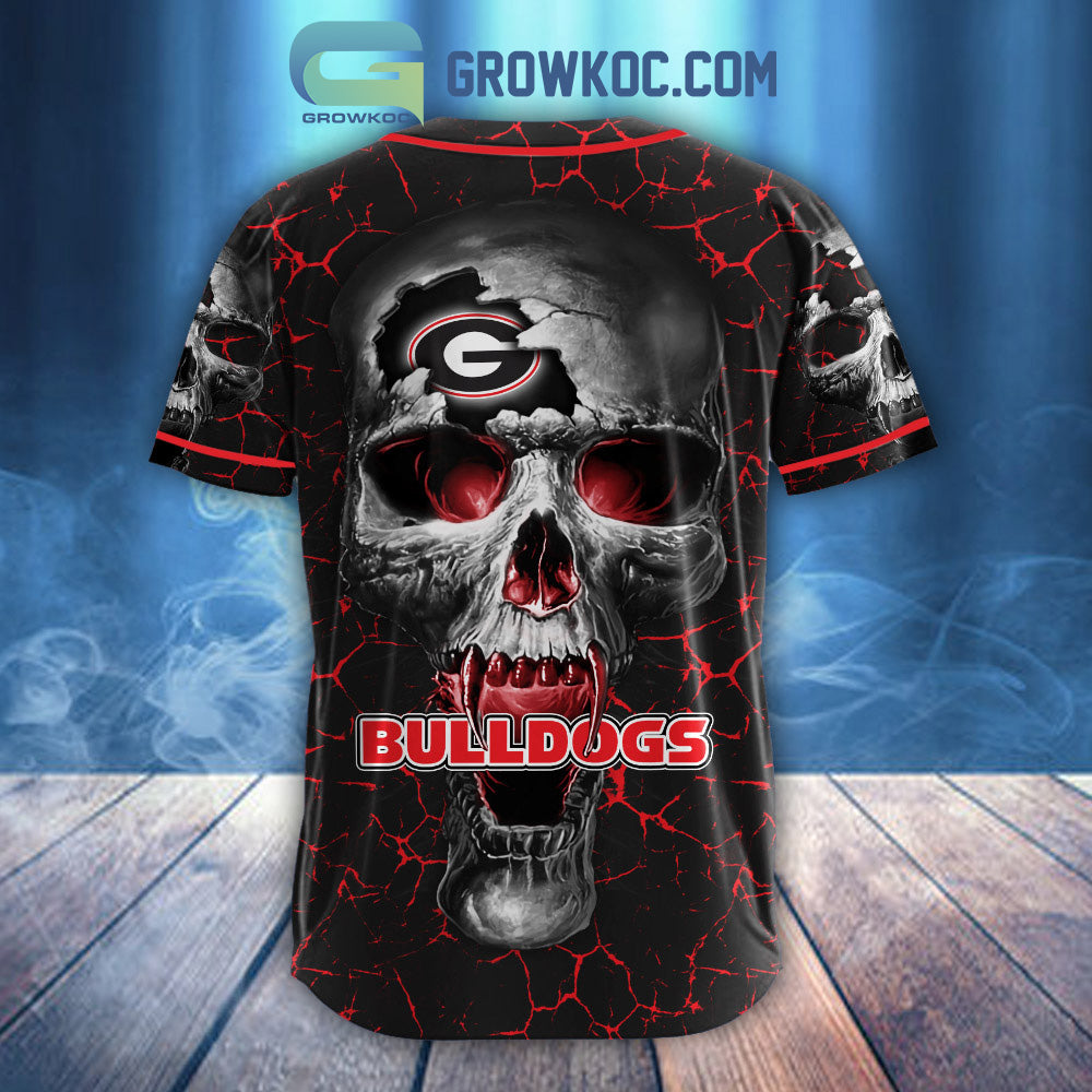NCAA Georgia Bulldogs Personalized Skull Design Baseball Jersey