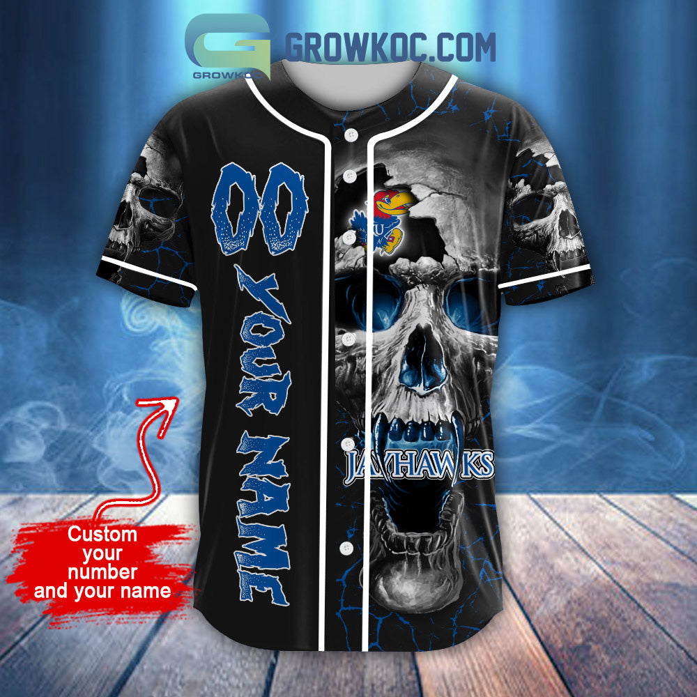 NCAA Kansas Jayhawks Personalized Skull Design Baseball Jersey