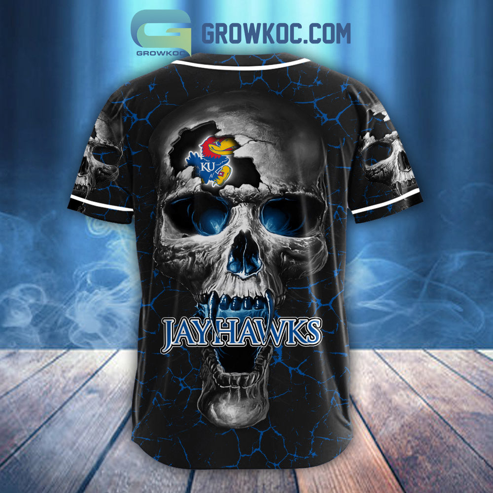 NCAA Kansas Jayhawks Personalized Skull Design Baseball Jersey