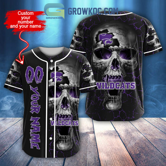 NCAA Kansas State Wildcats Personalized Skull Design Baseball Jersey