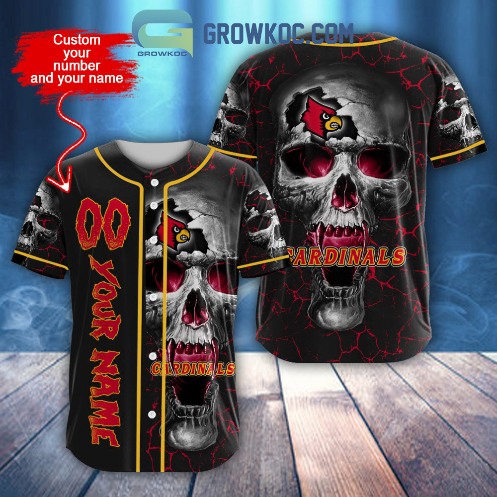 NCAA Louisville Cardinals Personalized Skull Design Baseball Jersey