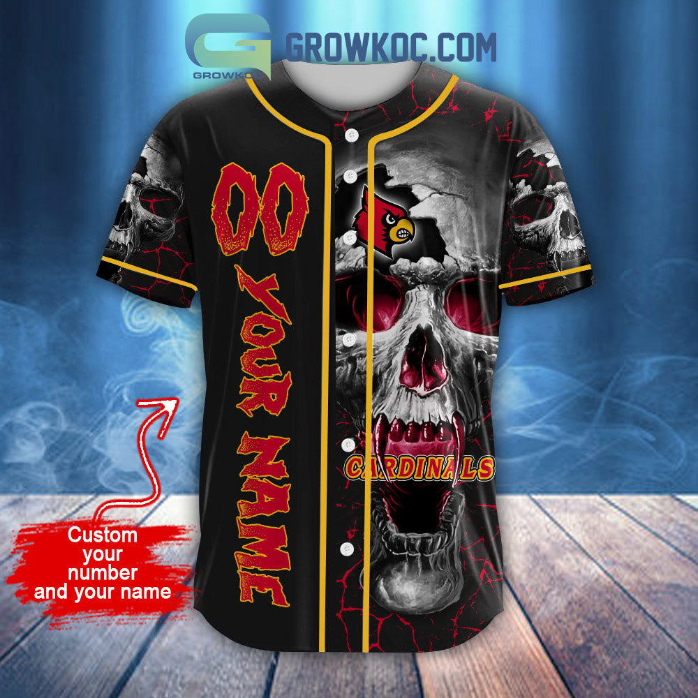 NCAA Louisville Cardinals Personalized Skull Design Baseball Jersey