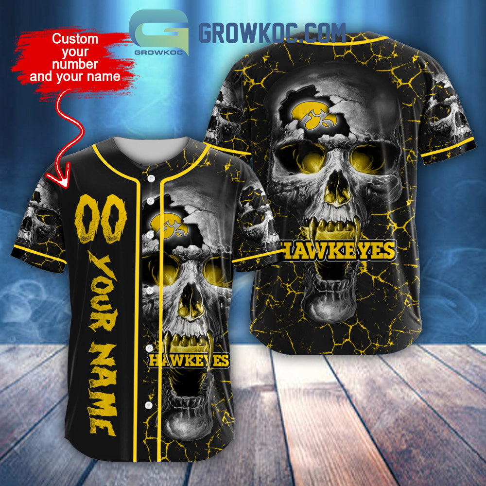 NCAA Lowa Hawkeyes Personalized Skull Design Baseball Jersey