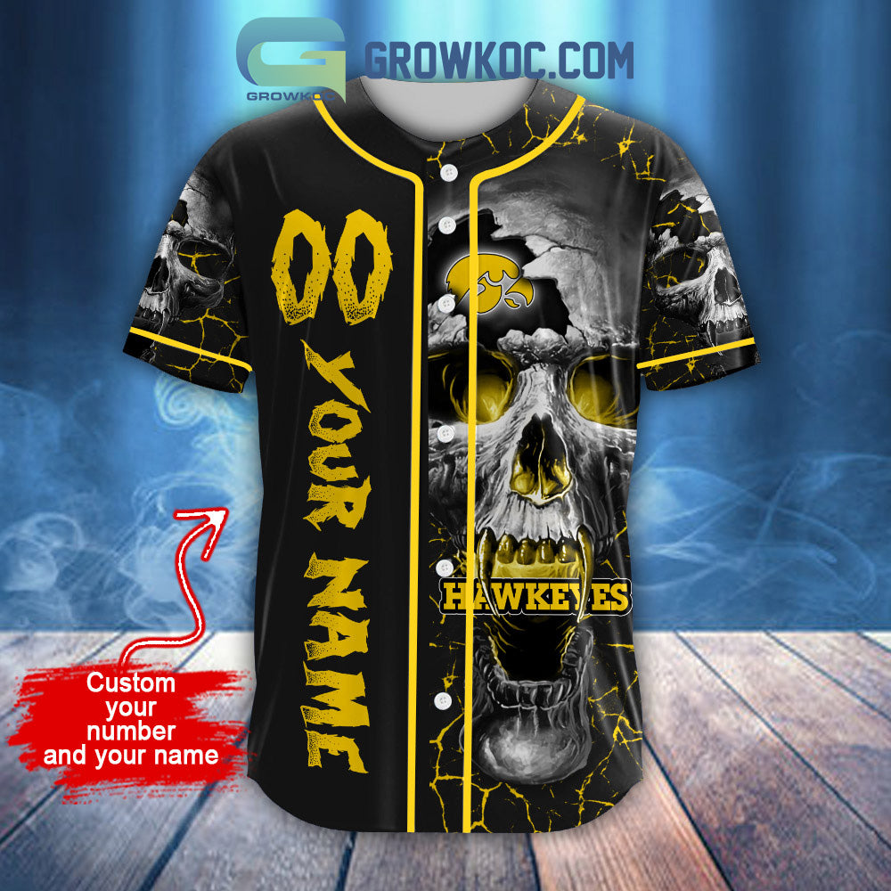 NCAA Lowa Hawkeyes Personalized Skull Design Baseball Jersey