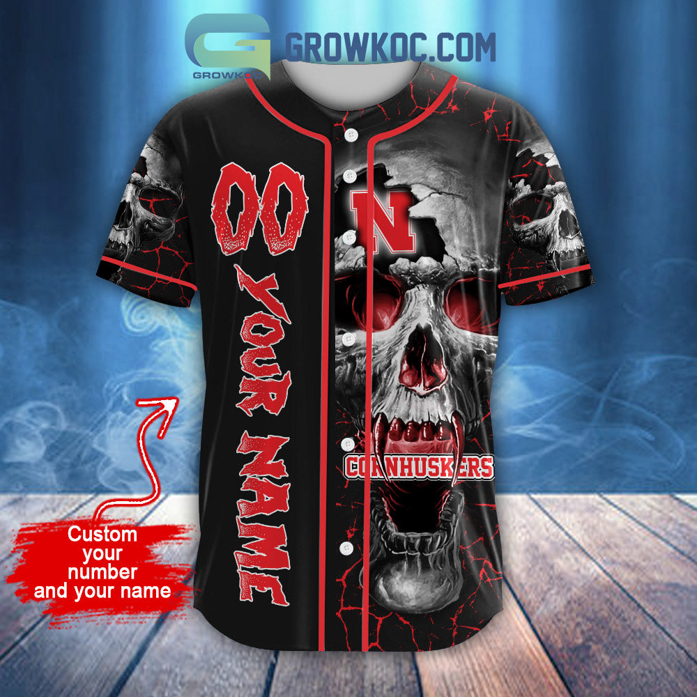 NCAA Nebraska Cornhuskers Personalized Skull Design Baseball Jersey