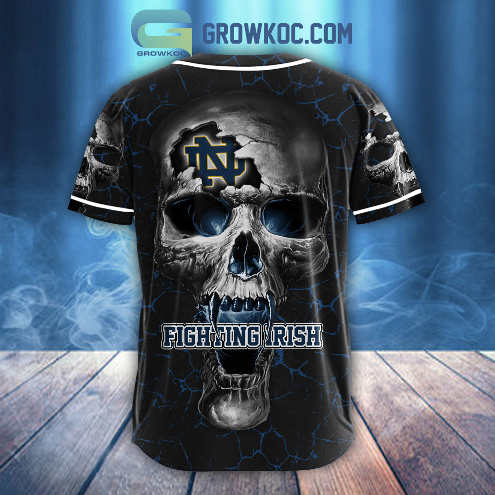 NCAA Notre Dame Fighting Irish Personalized Skull Design Baseball Jersey