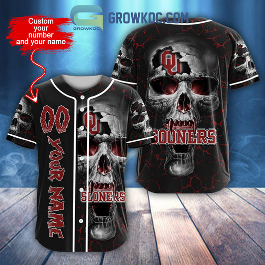 NCAA Oklahoma Sooners Personalized Skull Design Baseball Jersey