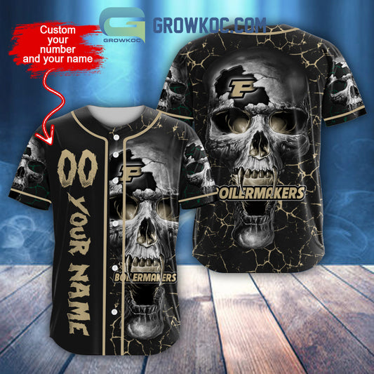 NCAA Purdue Boilermakers Personalized Skull Design Baseball Jersey
