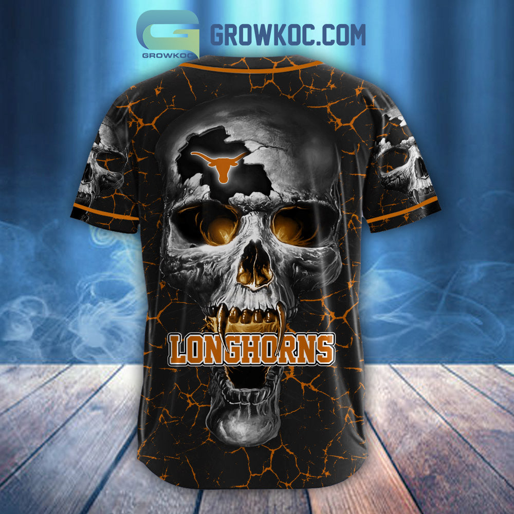 NCAA Texas Longhorns Personalized Skull Design Baseball Jersey