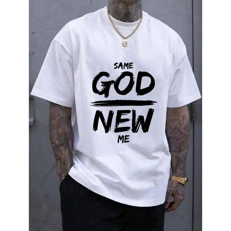 NEW ME Simple Print Outdoor Sports T-shirt For Men, Casual Short Sleeve, Round Neck Top, Fashion Trendy Tee, Summer...