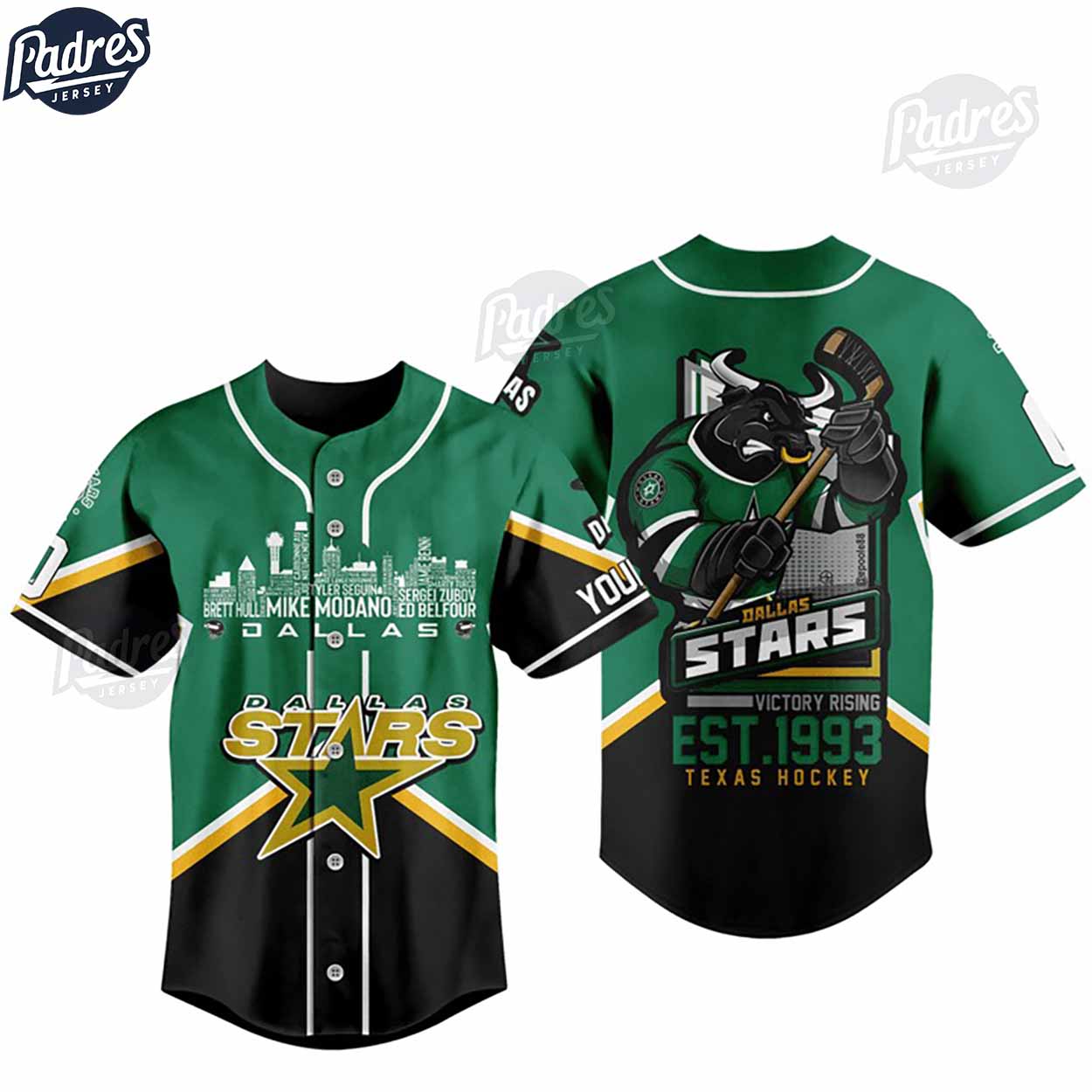 NHL Dallas Stars Custom Baseball Jersey For Fans - Padres Jersey Oasis: Elevate Your Baseball Style Game... (Image 2)