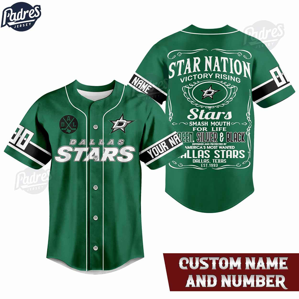 NHL Dallas Stars Custom Baseball Jersey Style - Padres Jersey Oasis: Elevate Your Baseball Style Game T-Shirts,... (Image 1)
