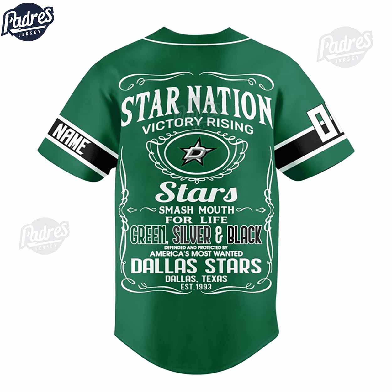 NHL Dallas Stars Custom Baseball Jersey Style - Padres Jersey Oasis: Elevate Your Baseball Style Game T-Shirts,... (Image 3)