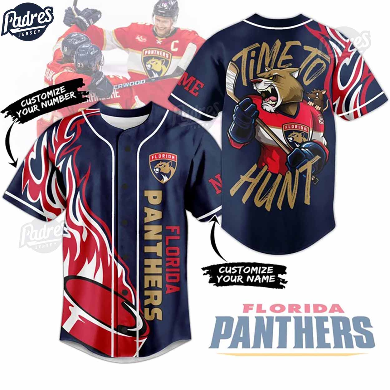 NHL Florida Panthers Time To Hunt Baseball Jersey - Padres Jersey Oasis: Elevate Your Baseball Style Game... (Image 1)