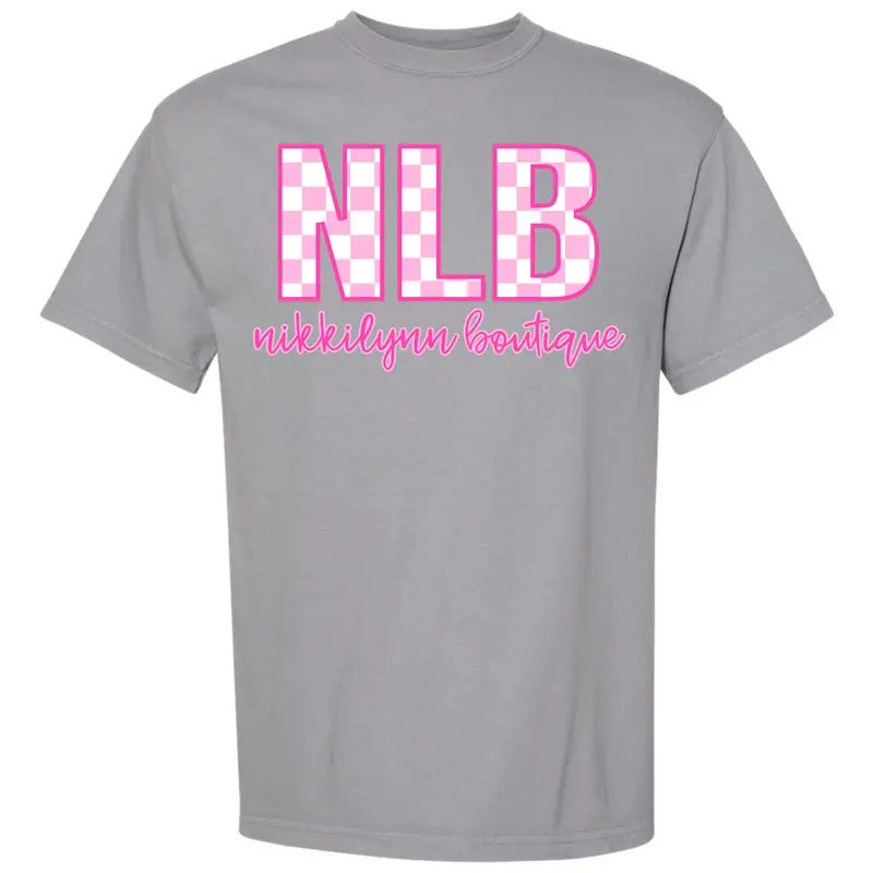 NLB Merch - Checkered Letters Comfort Colors T-Shirt Hoodie, Sweatshirt | WearSparks.com