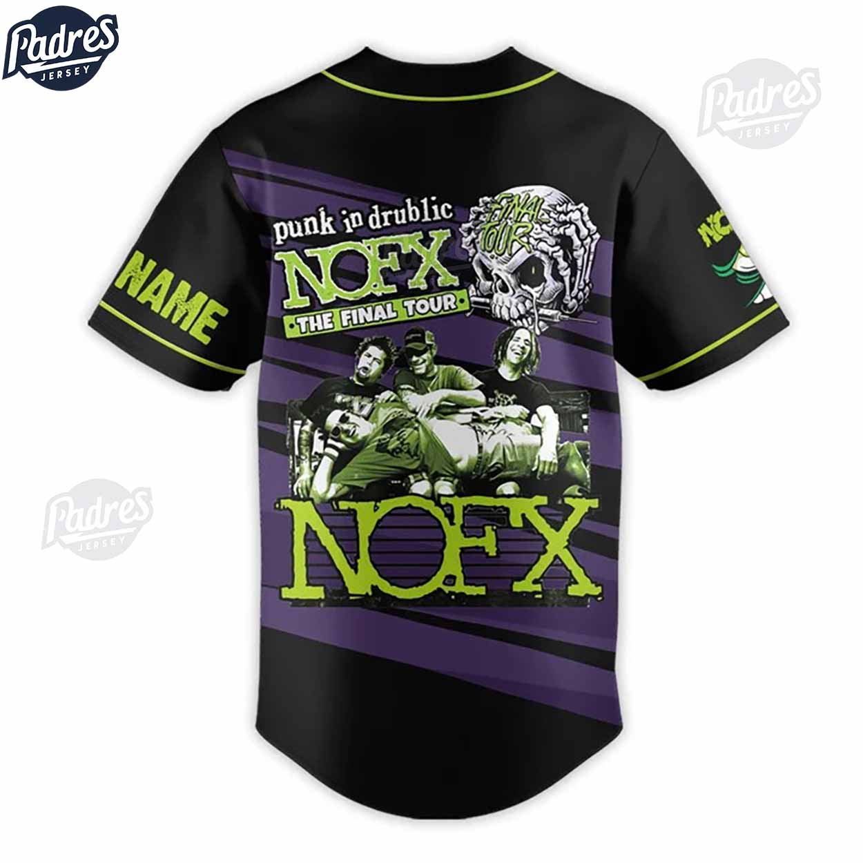 NOFX Punk In Drublic Final Tour Custom Baseball Jersey - Padres Jersey Oasis: Elevate Your Baseball Style Game... (Image 3)