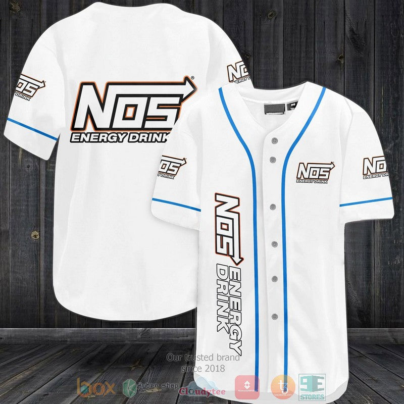 NOS Energy Drinks white Baseball shirt