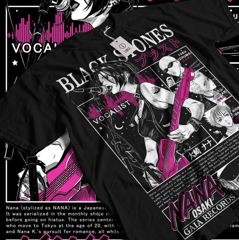 Nana Osaki T-Shirt S-4XL,Black Stones Manga Anime Girl Kawai Graphic Shirt Tshirt S-4XL Hoodie, Sweatshirt | WearSparks.com