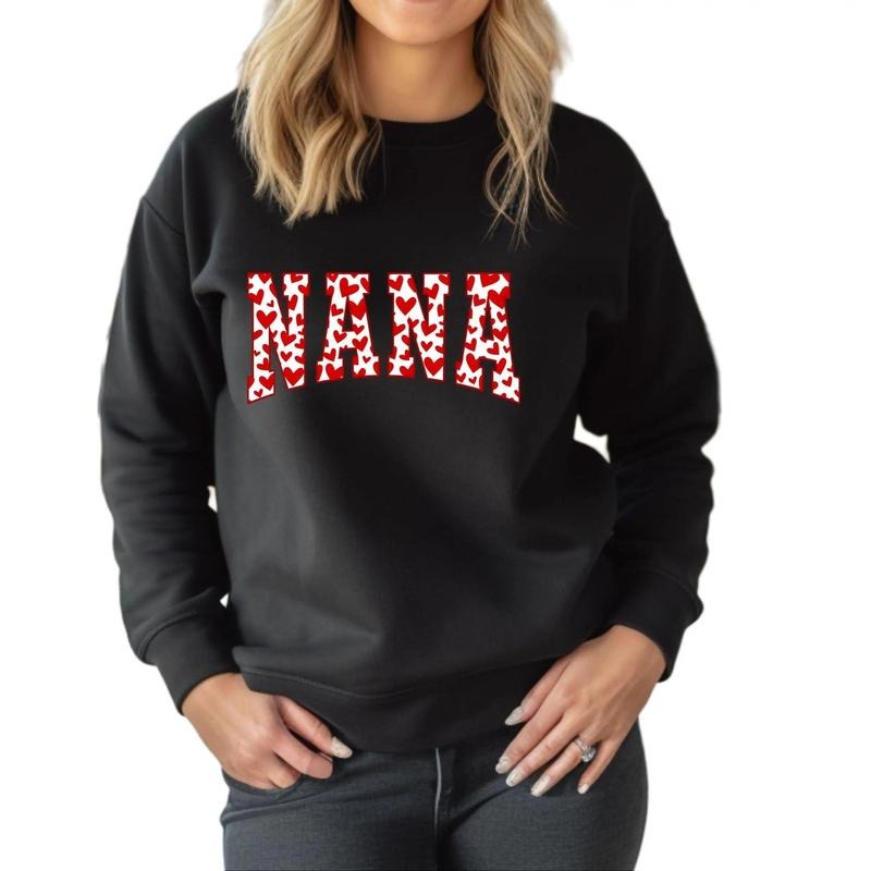 Nana with Hearts Crewneck Sweatshirt T-Shirts, Hoodie | WearSparks.com