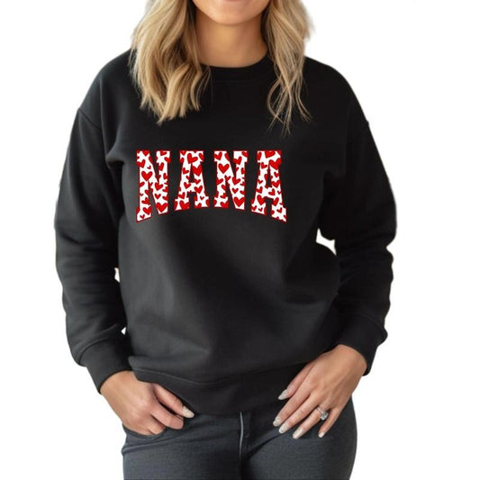 Nana with Hearts Crewneck Sweatshirt T-Shirts, Hoodie | WearSparks.com