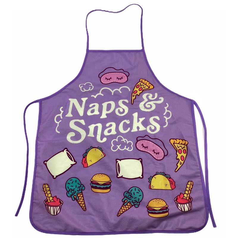 Naps And Snacks Apron Funny Comfort Food Sleeping Graphic Novelty Kitchen Smock Funny Graphic Kitchenwear Funny Food ...