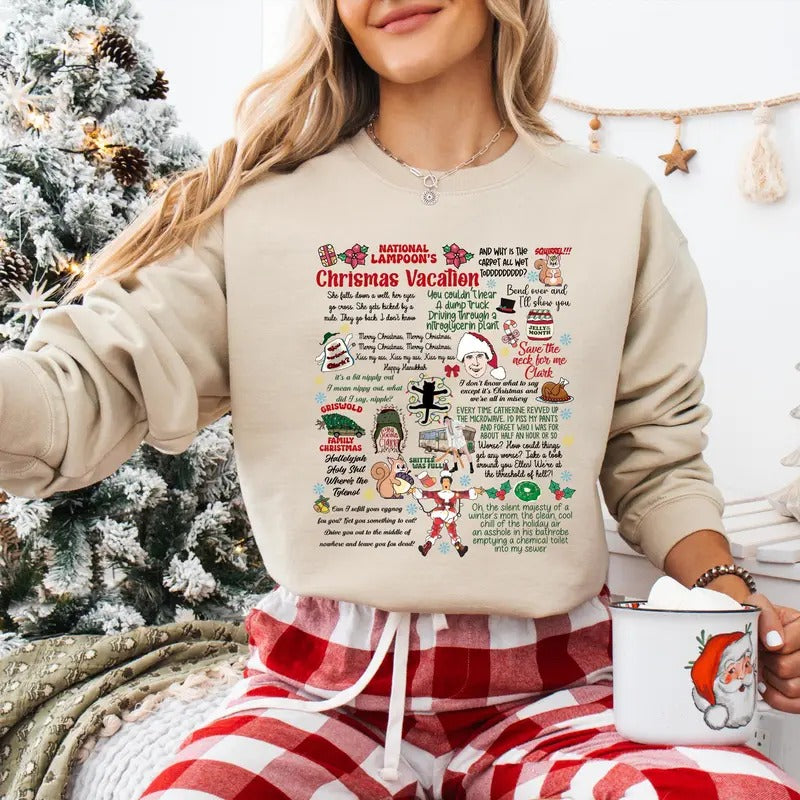 National Lampoon's Christmas Vacation Sweatshirt, Griswold Family Christmas Sweater, You Serious Clark, Unisex Short...