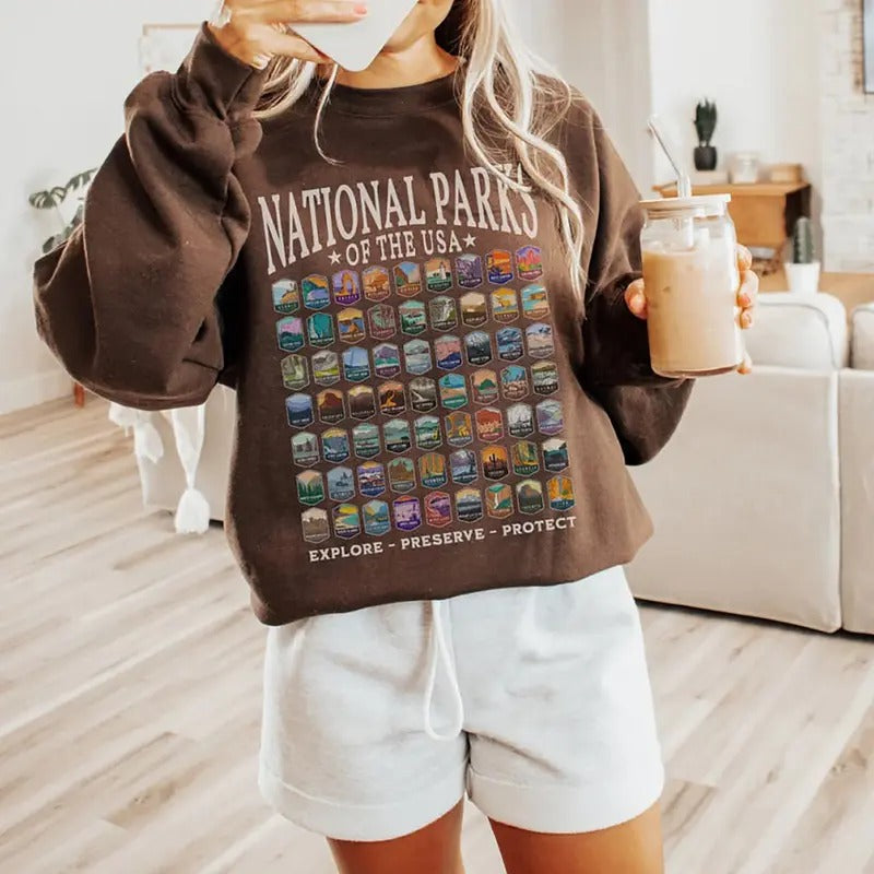 National Parks Of The USA Sweatshirt, National Park Camping Tee Shirt, Nature Lover Hiking Shirt, Gift For Nature Lover...