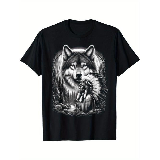 Native American Indian and Wolf Feathers Chief Art T-Shirt Made in USA Hoodie, Sweatshirt | WearSparks.com