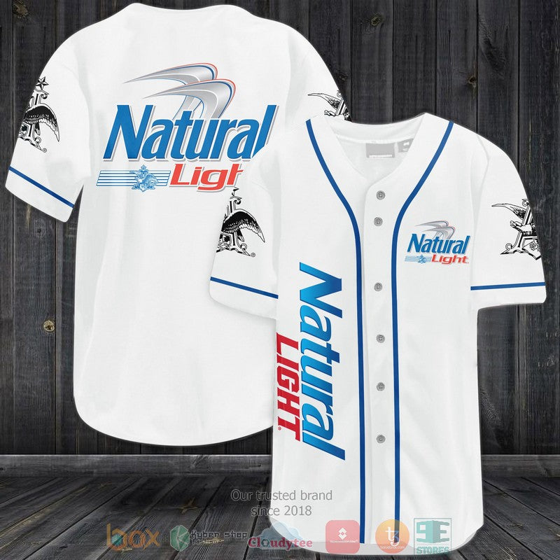 Natural Light white Baseball shirt