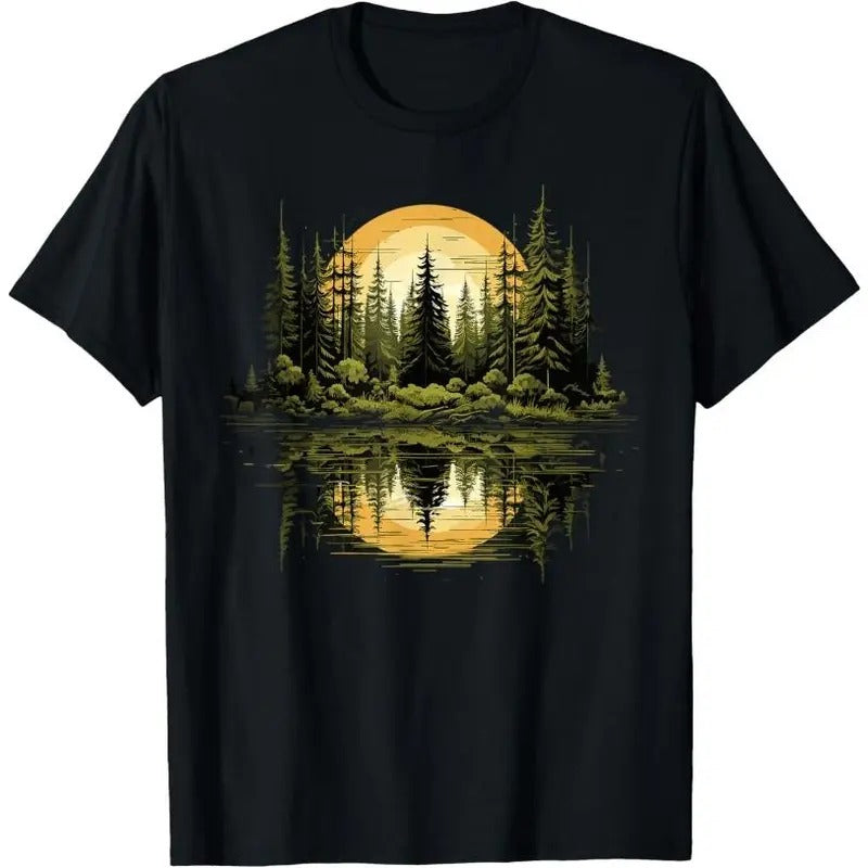 Nature Reflection Forest Trees Outdoor Wildlife T-Shirt Made in USA Hoodie, Sweatshirt | WearSparks.com
